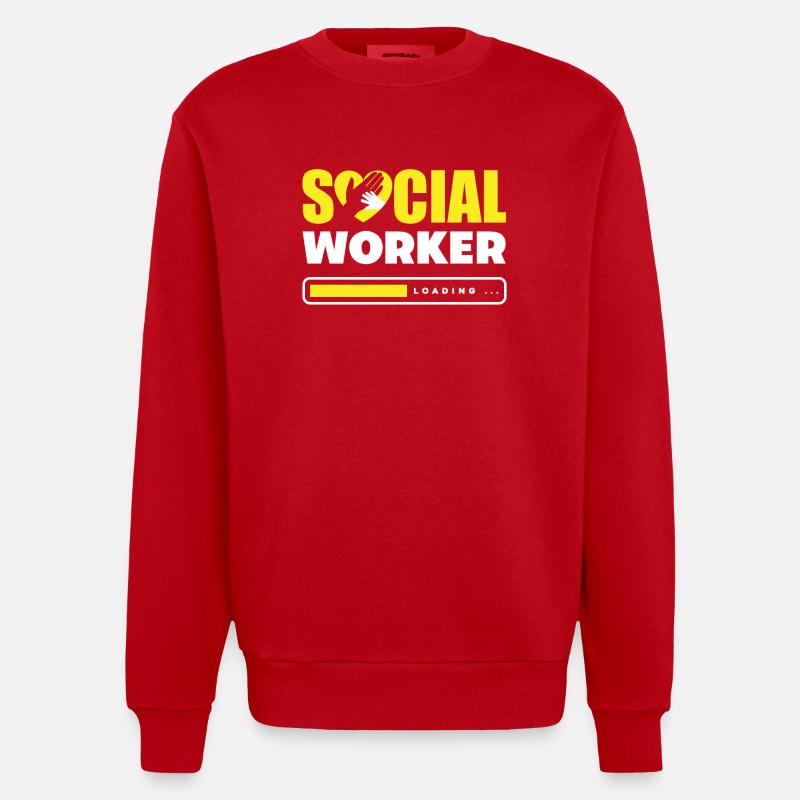 Sozialarbeiter Wird Geladen... - Heavyweight Oversized Organic Crew Neck Made in EU - Rot