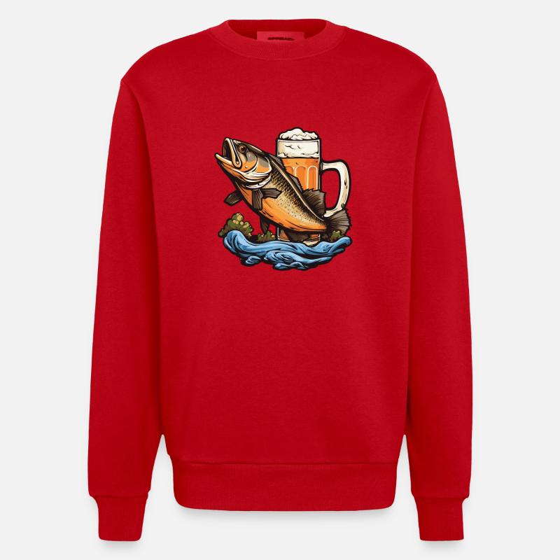 Pêche Bière Pêche - Sweat bio épais oversize fabriqué en UE - rouge
