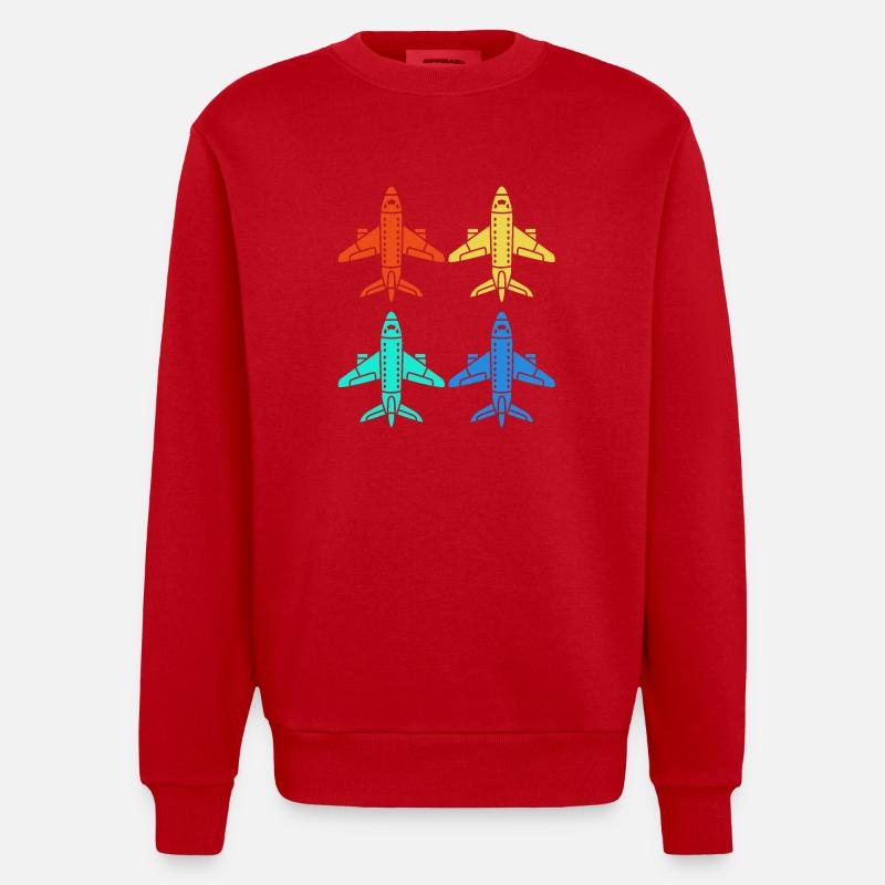 Pilot Flugzeug - Heavyweight Oversized Organic Crew Neck Made in EU - Rot