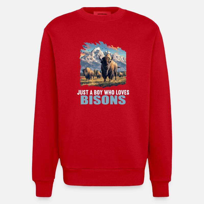 Bisons Bison - Sweat bio épais oversize fabriqué en UE - rouge