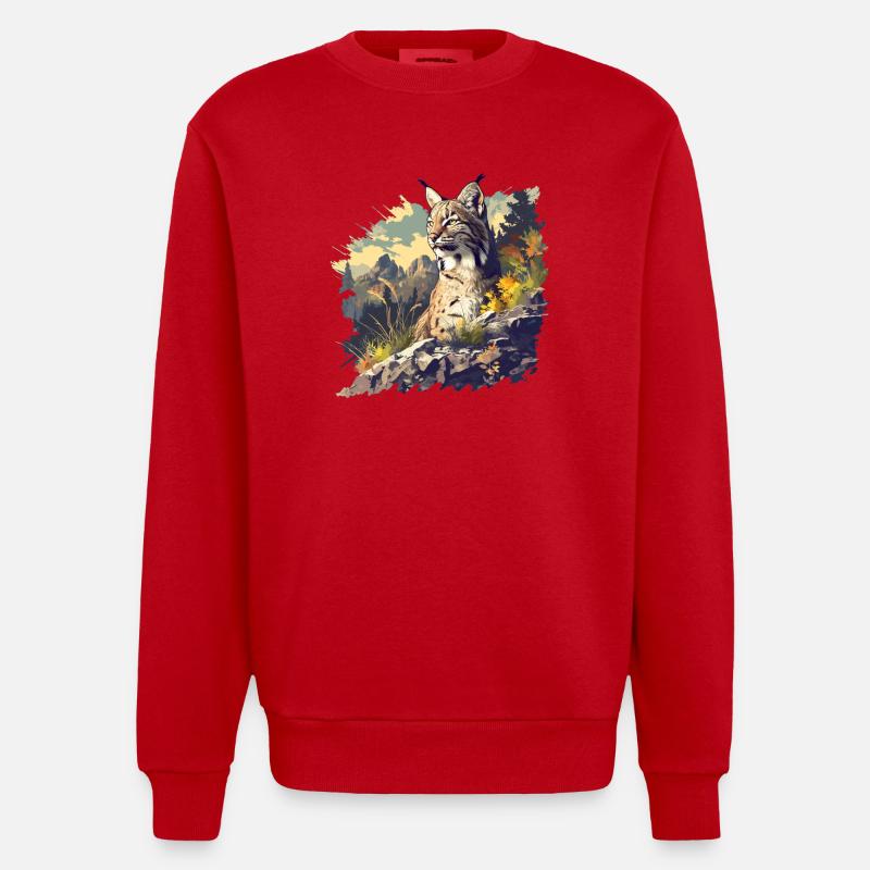 Bobcats Rotluchse Rotluchs Luchs - Heavyweight Oversized Organic Crew Neck Made in EU - Rot