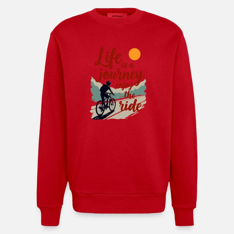 TREND QUOTE JOURNEY - Heavyweight Oversized Organic Crew Neck Made in EU - red