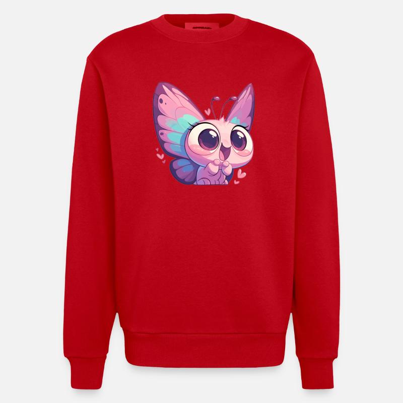 papillon papillons papillon papillon - Sweat bio épais oversize fabriqué en UE - rouge