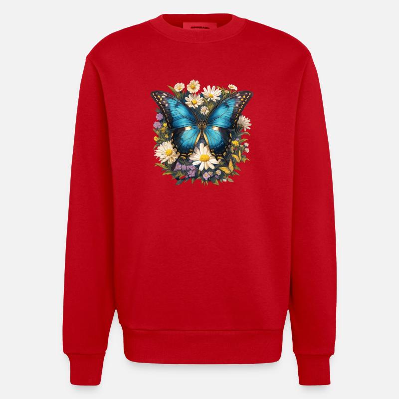 papillon papillons papillon papillon - Sweat bio épais oversize fabriqué en UE - rouge