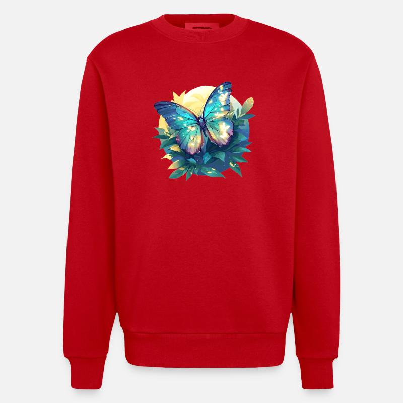 papillon papillons papillon papillon - Sweat bio épais oversize fabriqué en UE - rouge