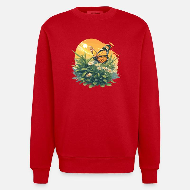 papillon papillons papillon papillon - Sweat bio épais oversize fabriqué en UE - rouge
