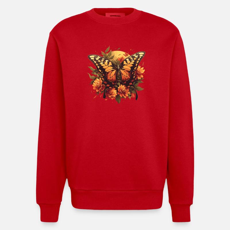 papillon papillons papillon papillon - Sweat bio épais oversize fabriqué en UE - rouge