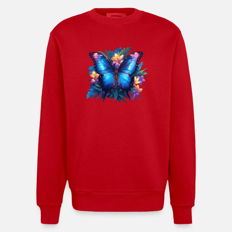 papillon papillons papillon papillon - Sweat bio épais oversize fabriqué en UE - rouge