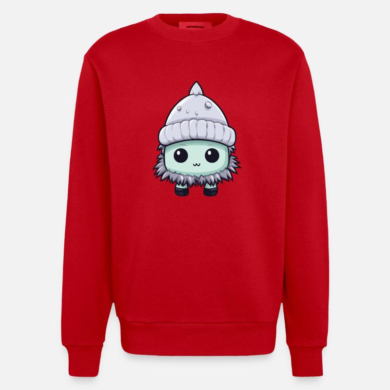 Frostbite Winter Eskimo Comic - Heavyweight Oversized Organic Crew Neck Made in EU - red