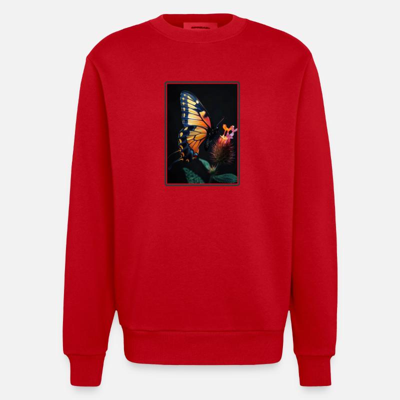 papillon papillons papillon papillon - Sweat bio épais oversize fabriqué en UE - rouge