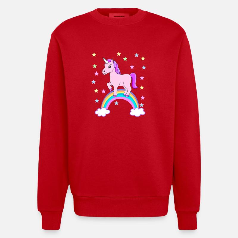 Einhorn Regenbogen Geschenkidee - Heavyweight Oversized Organic Crew Neck Made in EU - Rot