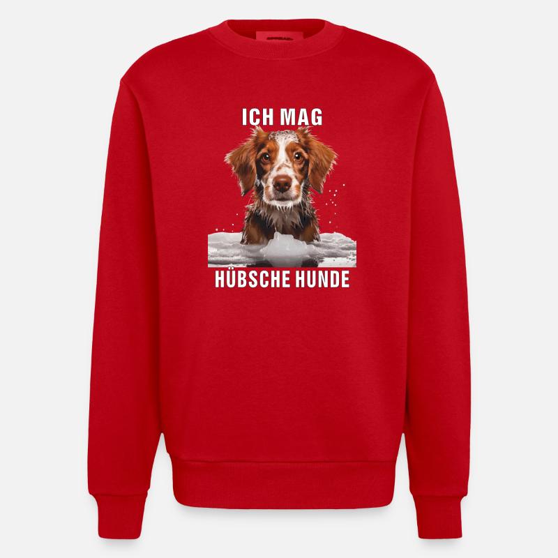 HUNDE ICH MAG HÜBSCHE HUNDE - Heavyweight Oversized Organic Crew Neck Made in EU - Rot