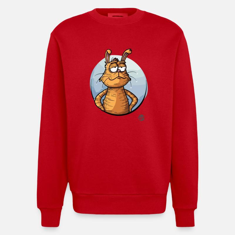 Lapin de dessin animé cool - Sweat bio épais oversize fabriqué en UE - rouge