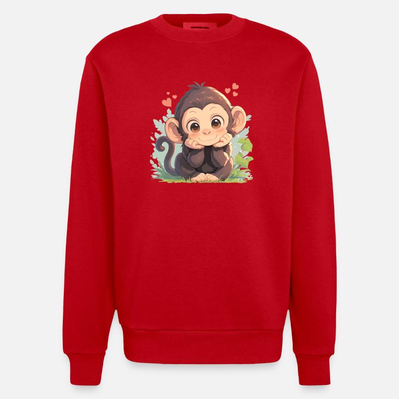 Chimpanzé Schimpansen Schimpanse - Sweat bio épais oversize fabriqué en UE - rouge