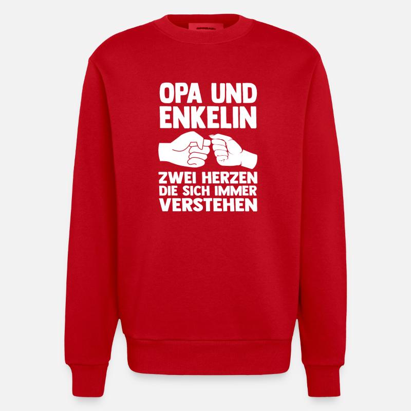 Papi et petite-fille - Sweat bio épais oversize fabriqué en UE - rouge
