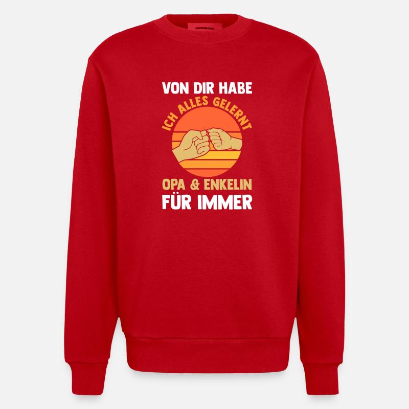 Papi et petite-fille - Sweat bio épais oversize fabriqué en UE - rouge