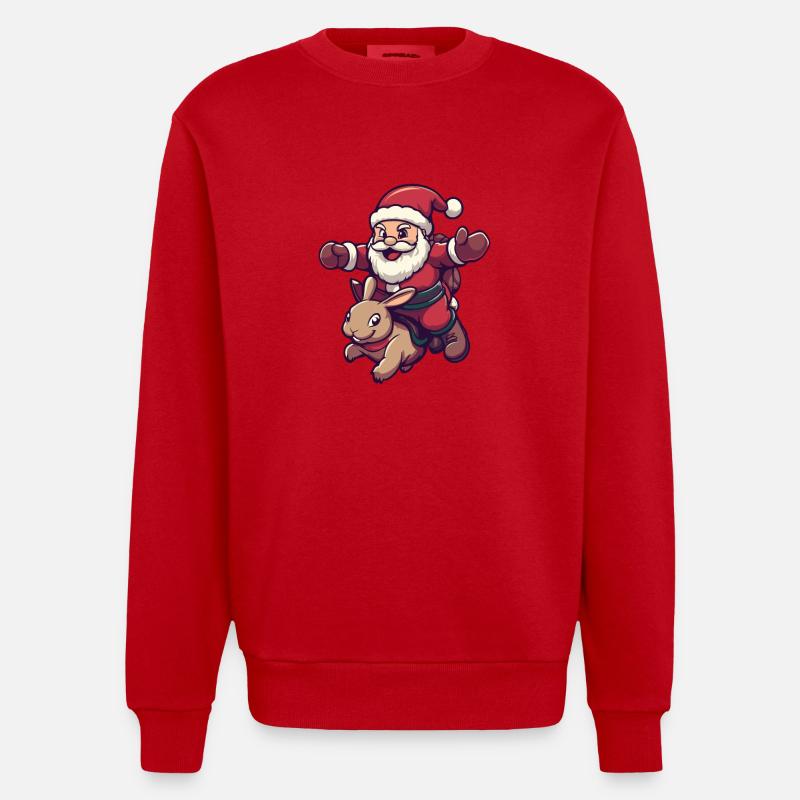 Lapin Père Noël - Sweat bio épais oversize fabriqué en UE - rouge
