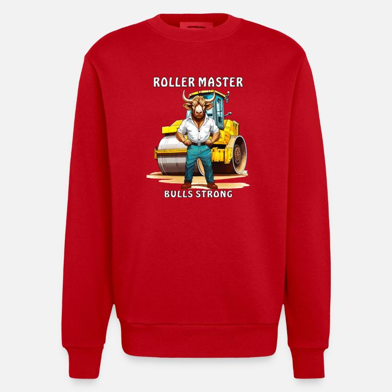 ROLLER MASTER BULLS STRONG - Heavyweight Oversized Organic Crew Neck Made in EU - Rot