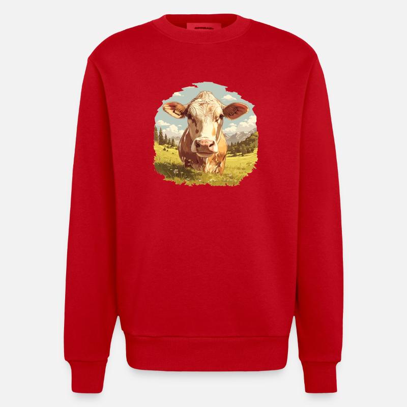 Vaches Vache - Sweat bio épais oversize fabriqué en UE - rouge