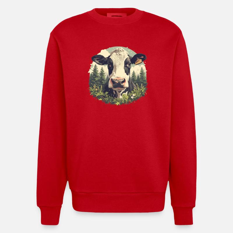Cows Cow - Heavyweight Oversized Organic Crew Neck Made in EU - red