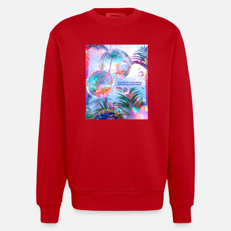 Pêcher l’amitié Accepter les différences - Sweat bio épais oversize fabriqué en UE - rouge