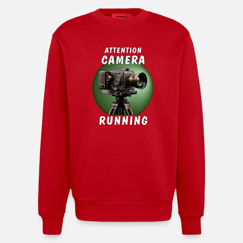 ATTENTION CAMÉRA EN MARCHE - Sweat bio épais oversize fabriqué en UE - rouge