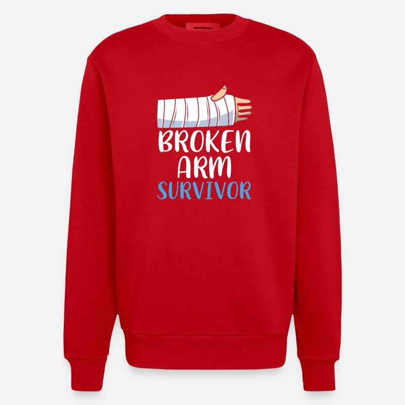 Gebrochener Arm Knochen Knochenbruch - Heavyweight Oversized Organic Crew Neck Made in EU - Rot