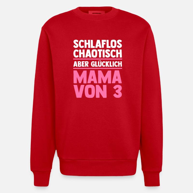 Maman de 3 enfants - Sweat bio épais oversize fabriqué en UE - rouge