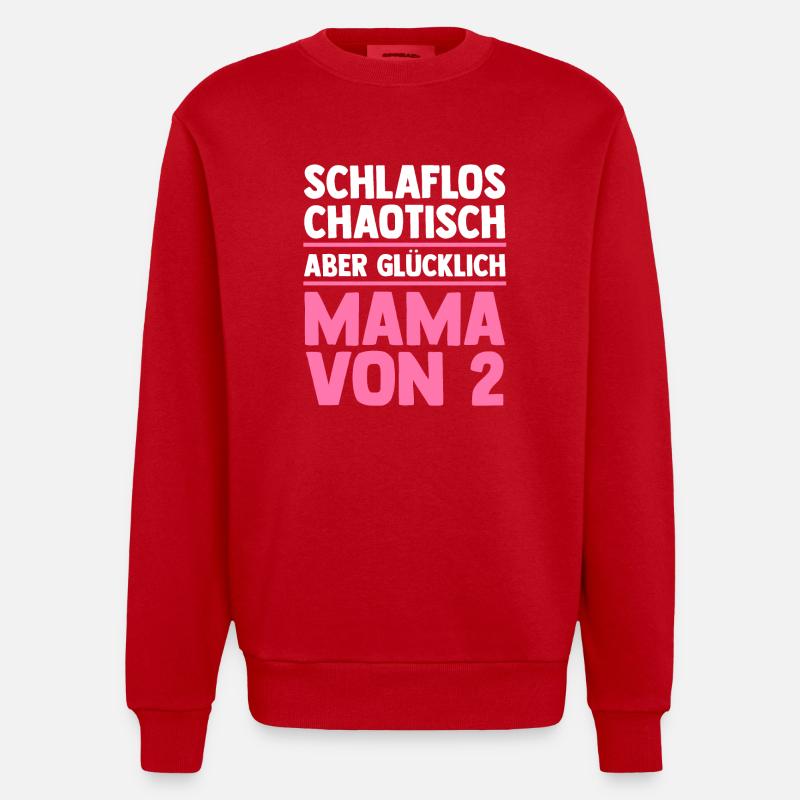 Mama Von 2 Kindern - Heavyweight Oversized Organic Crew Neck Made in EU - Rot