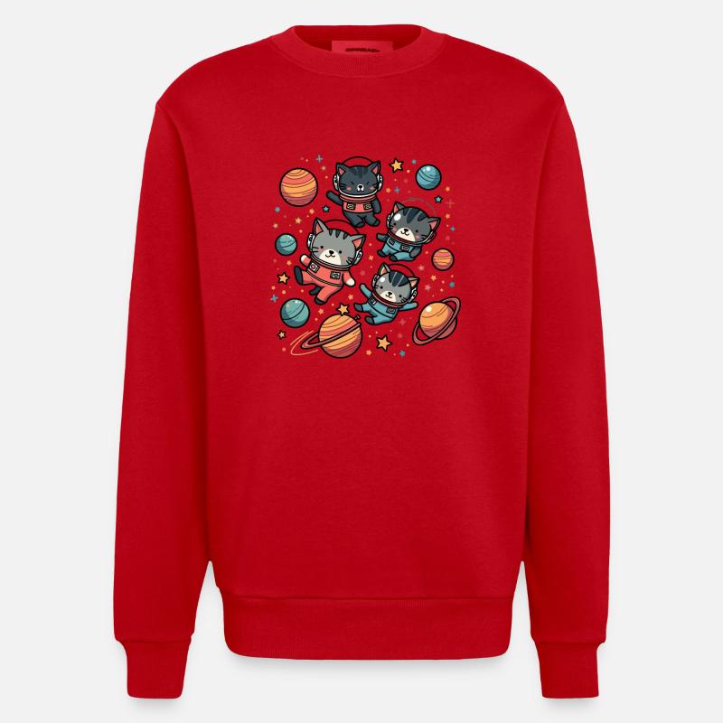 ASTROCATS - Sweat bio épais oversize fabriqué en UE - rouge