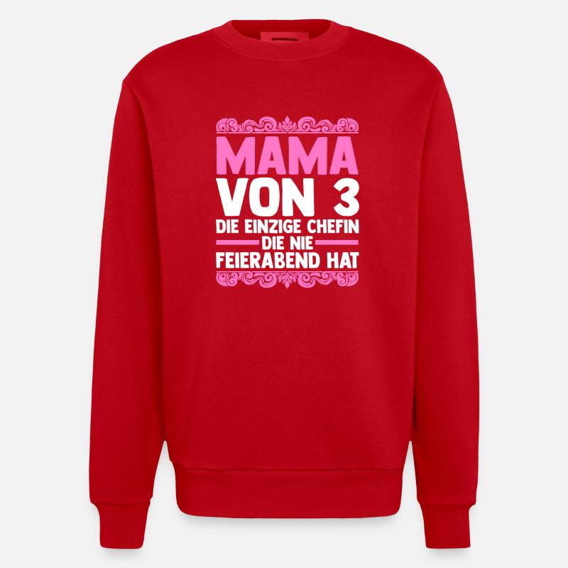 Maman de 3 enfants - Sweat bio épais oversize fabriqué en UE - rouge