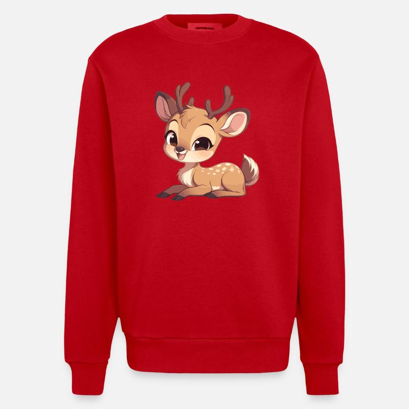 Hirsche Hirsch - Heavyweight Oversized Organic Crew Neck Made in EU - Rot