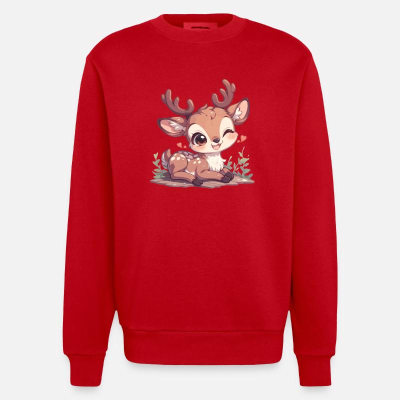 Hirsche Hirsch - Heavyweight Oversized Organic Crew Neck Made in EU - Rot