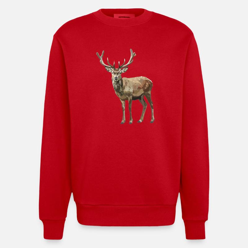 Deer Deer - Heavyweight Oversized Organic Crew Neck Made in EU - red