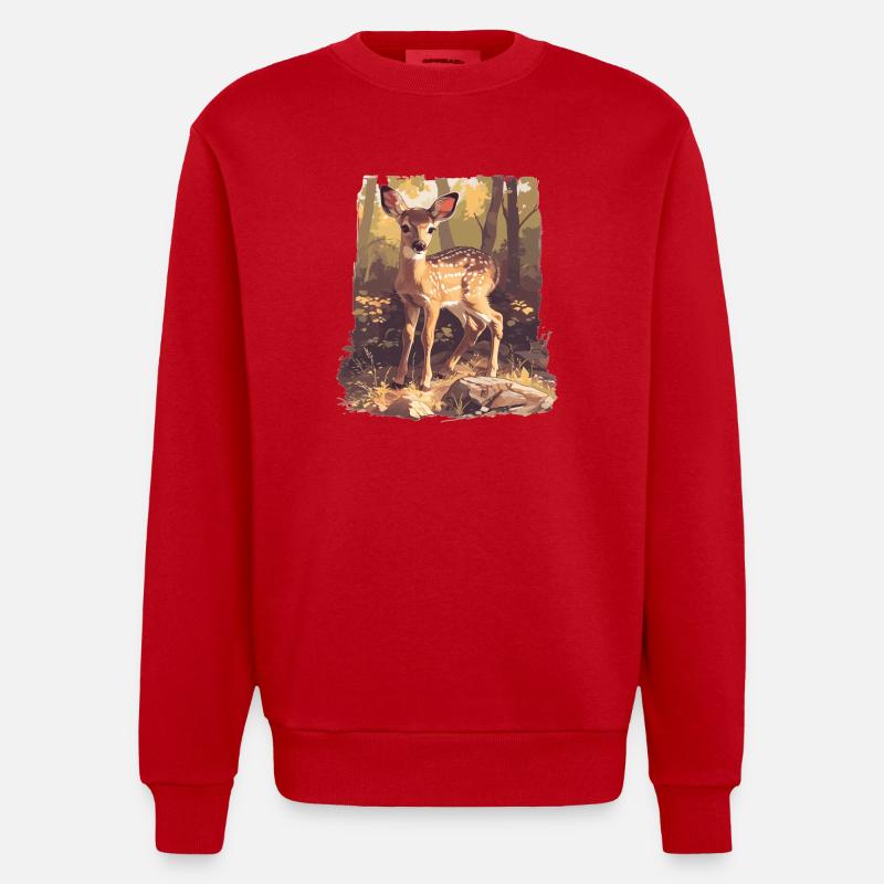 Deer Deer - Heavyweight Oversized Organic Crew Neck Made in EU - red
