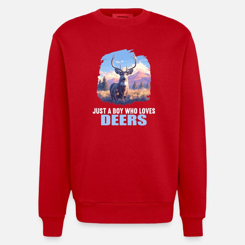 Deer Deer - Heavyweight Oversized Organic Crew Neck Made in EU - red