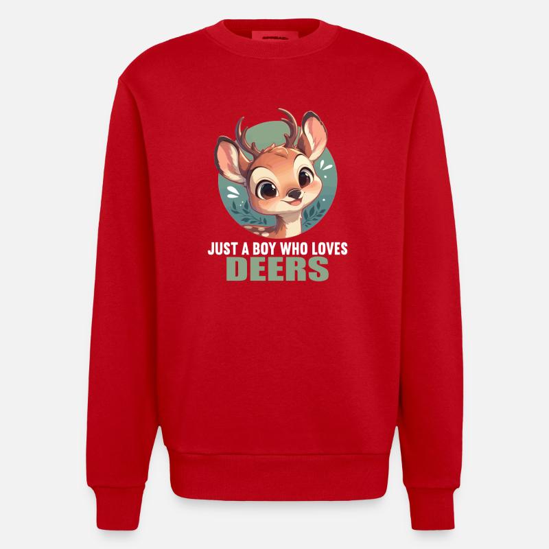 Deer Deer - Heavyweight Oversized Organic Crew Neck Made in EU - red
