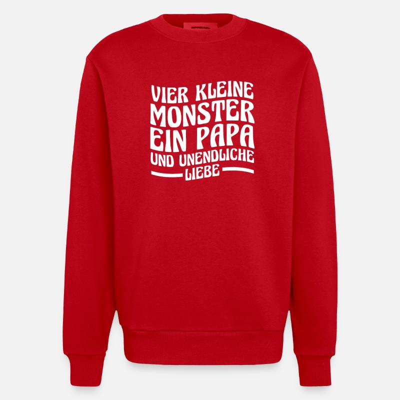 Papa Von 4 Kindern - Heavyweight Oversized Organic Crew Neck Made in EU - Rot