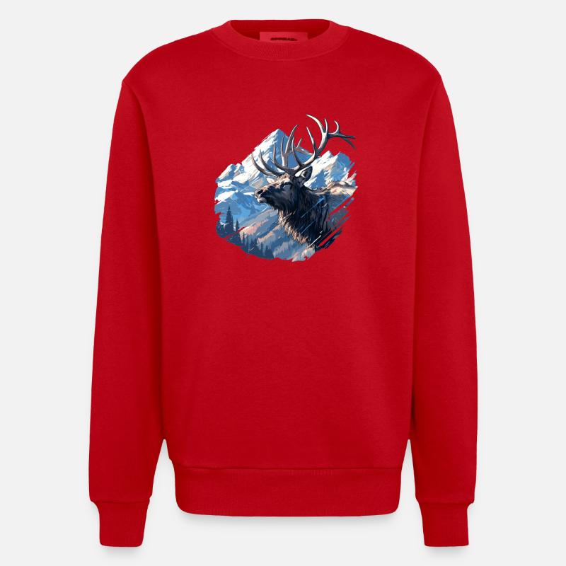Elche Elch - Heavyweight Oversized Organic Crew Neck Made in EU - Rot