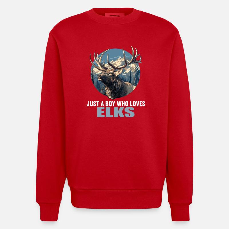Elche Elch - Heavyweight Oversized Organic Crew Neck Made in EU - Rot