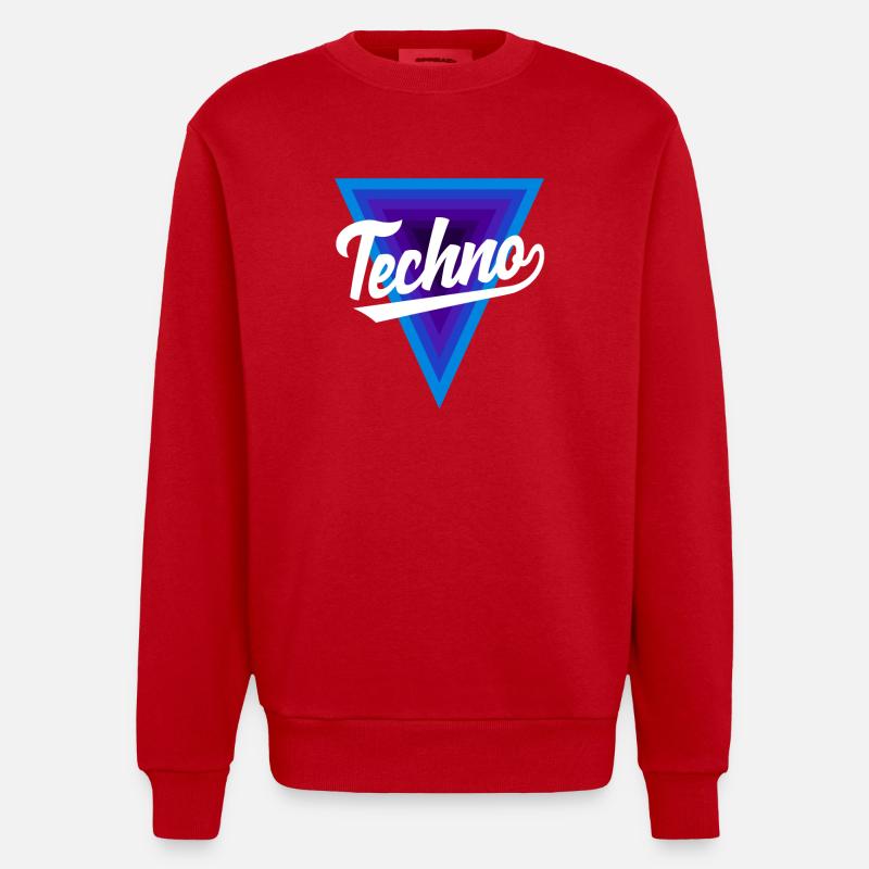 Techno Lover Triangle Design - Sweat bio épais oversize fabriqué en UE - rouge