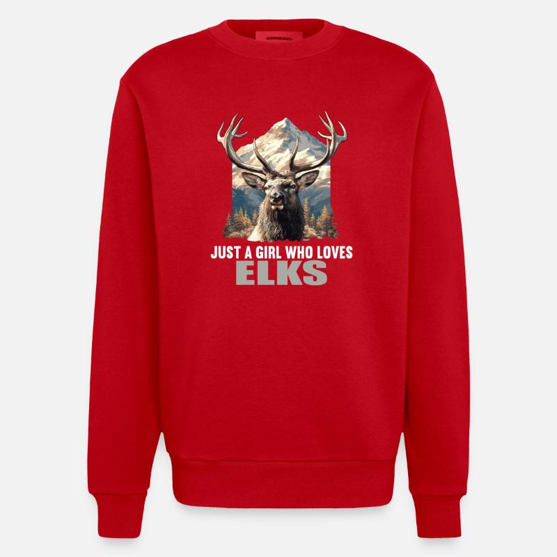 Elche Elch - Heavyweight Oversized Organic Crew Neck Made in EU - Rot