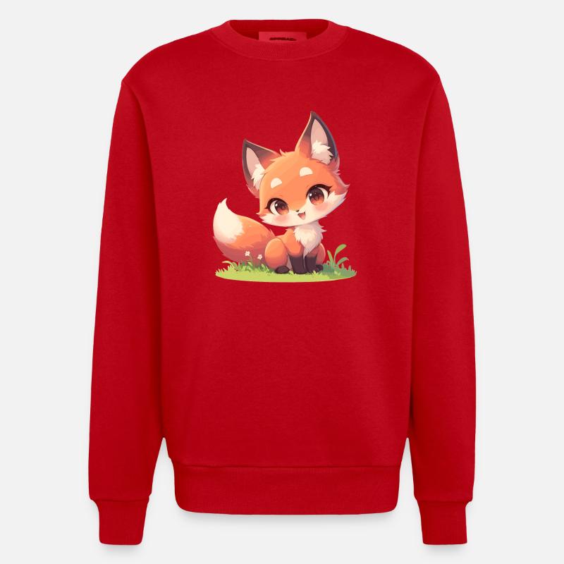 Foxes Fox - Heavyweight Oversized Organic Crew Neck Made in EU - red