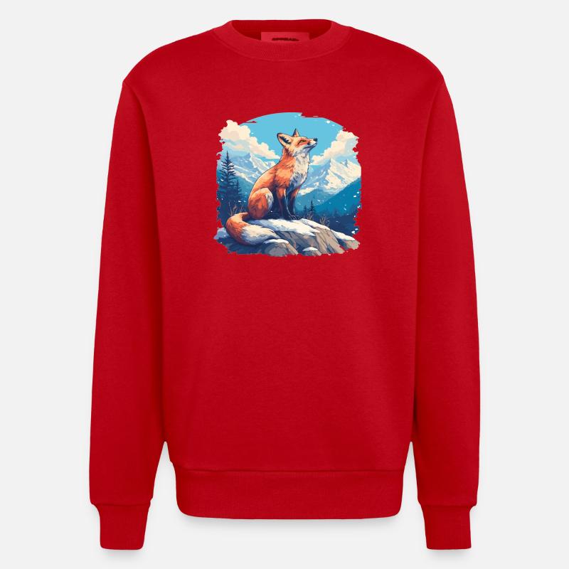 Foxes Fox - Heavyweight Oversized Organic Crew Neck Made in EU - red