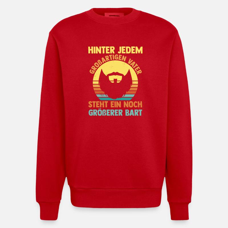 Papa Mit Bart - Heavyweight Oversized Organic Crew Neck Made in EU - Rot