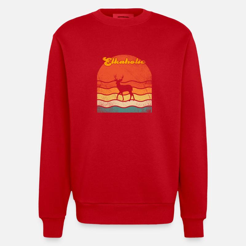 Chasse à l’élan Elkaholic Hunters - Sweat bio épais oversize fabriqué en UE - rouge
