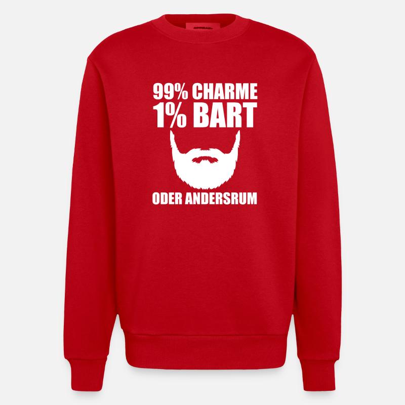 Bearded Bearded Beard - Heavyweight Oversized Organic Crew Neck Made in EU - red