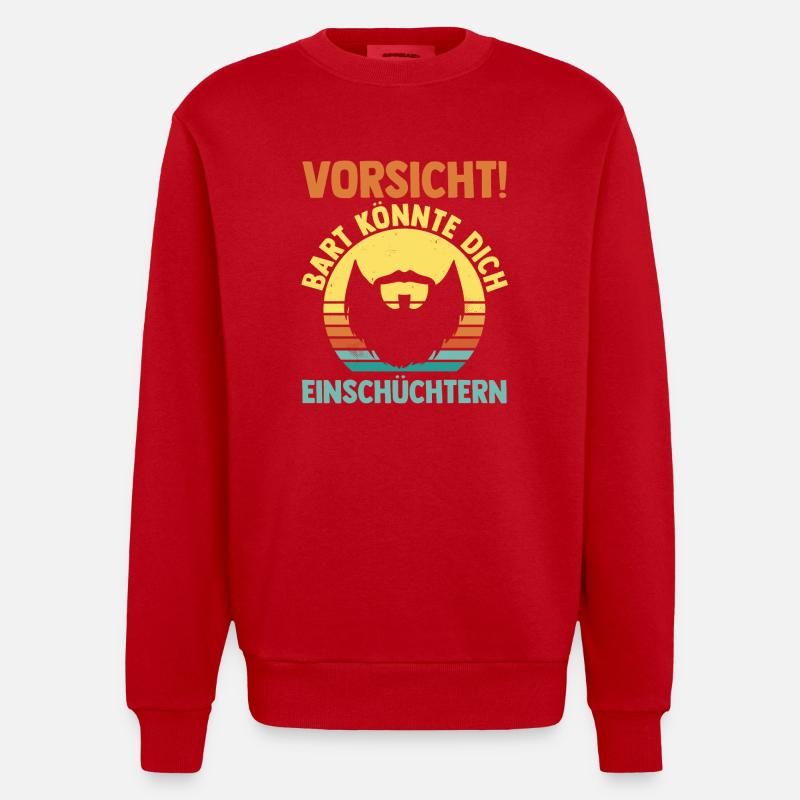 Bearded Bearded Beard - Heavyweight Oversized Organic Crew Neck Made in EU - red
