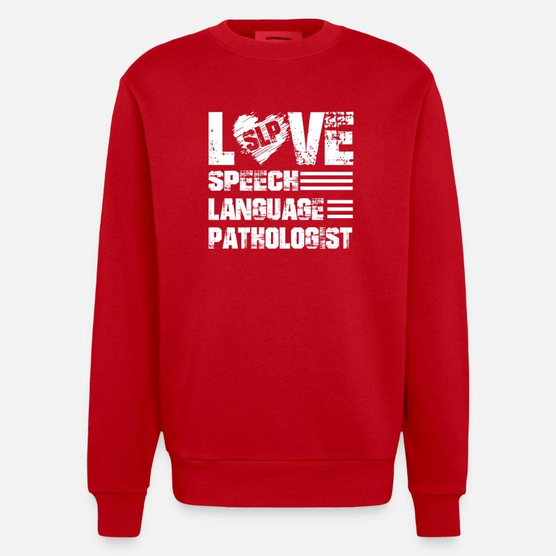 Love Speech Language Pathologist - Heavyweight Oversized Organic Crew Neck Made in EU - red