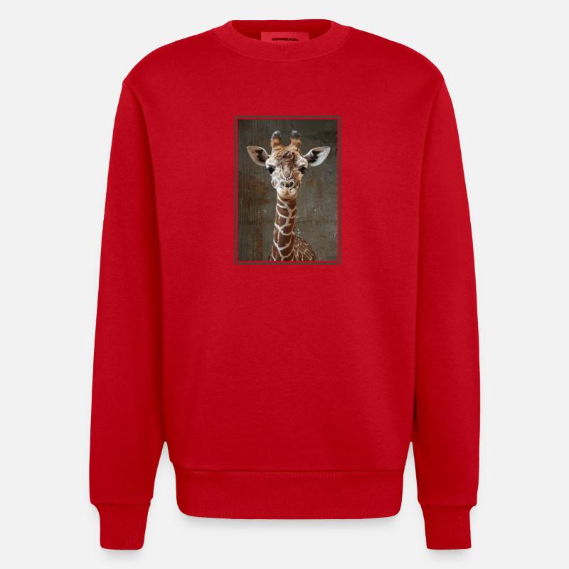 Giraffen Giraffe - Heavyweight Oversized Organic Crew Neck Made in EU - Rot